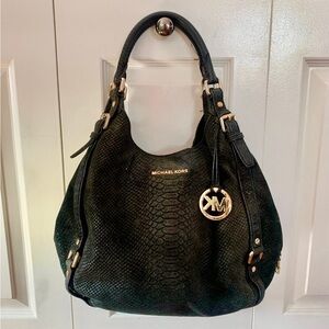 Michael Kors Black Python Snakeskin Leather Handbag